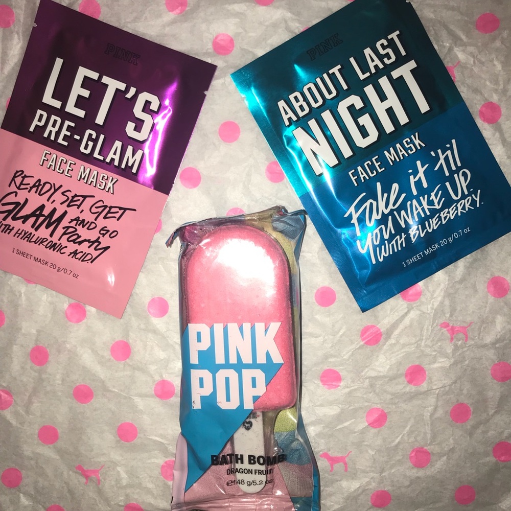 Victoria’s Secret PINK bath bomb and 2 face masks